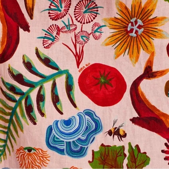 Farm Rio Bright Farm Strapless Linen Midi Dress Size L - Picture 13 of 16